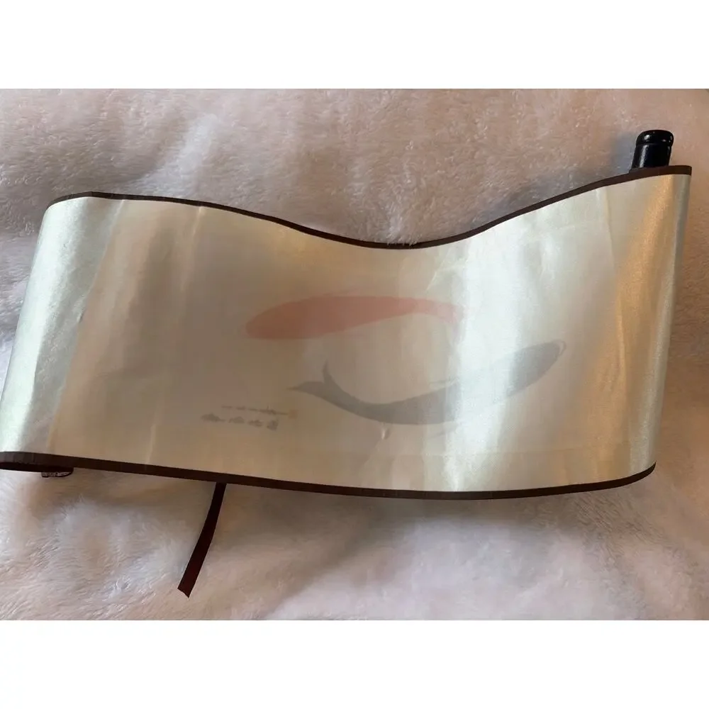 Vintage Japanese Koi Fish Hanging Scroll Silk Wall Art Kakemono Signed 16